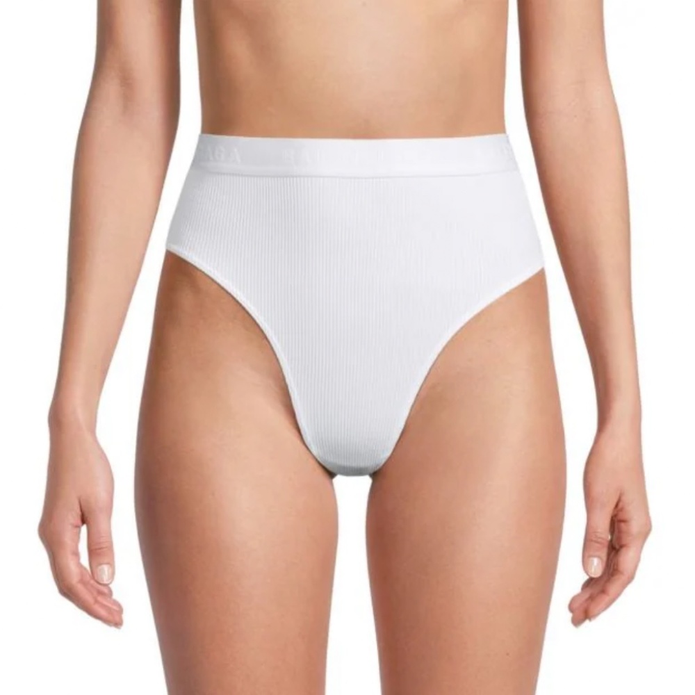 NWT Balenciaga Logo Waist Rib Briefs White Size 2 (Medium) 685521 3B4B6